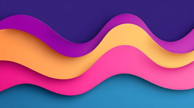 gradient with layered translucent waves, orange, magenta, violet, deep blue, and soft pink tones, cinematic atmospheric depth