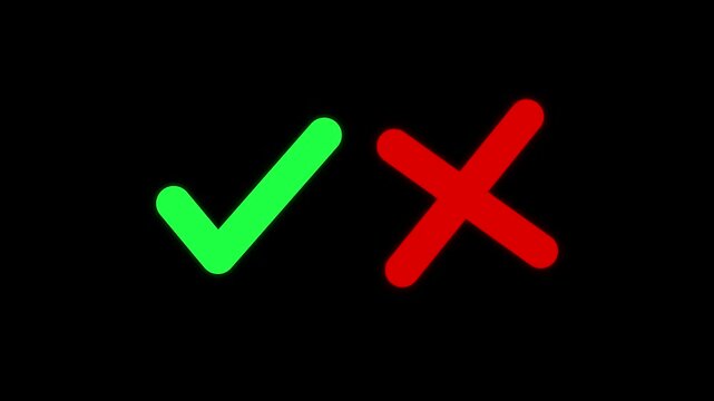 Animated Green Checkmark and Red Cross Icons for True False UI Motion Graphics