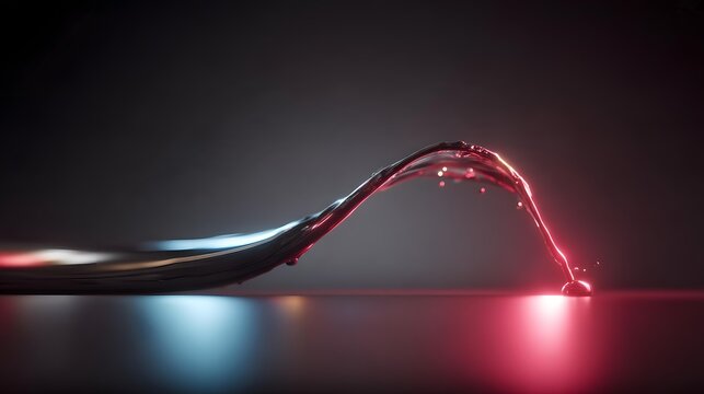 liquid waves illuminated by thin cyan highlights, smooth flowing contours, glossy surfaces, dramatic contrast, atmospheric backdrop