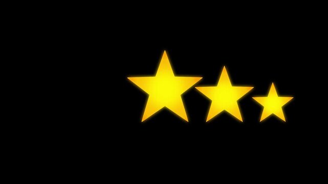 Rating Five Stars. Motion Graphics giving customer review, on dark and black 4K quality