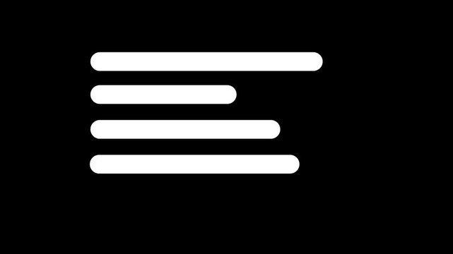 White color text box , message box, and banner box on black background.4k animation