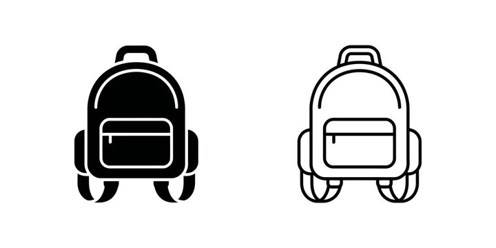 Backpack solid and outline school bag icon travel gear graphic design.