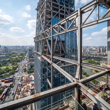 Steel Framework and Glass Structure in Urban Development