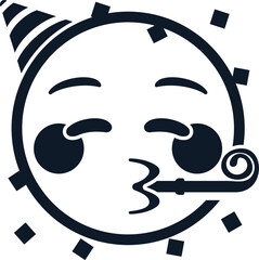 Obraz premium partying emoticon with party hat and horn, smiley face emoji , happy birthday celebrating emoticons
