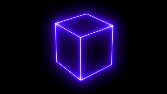 Glowing neon line pentagonal neon rectangle square cub frame icon animation. square rectangle icon. abstract neon rectangle frame icon animation. 4k
