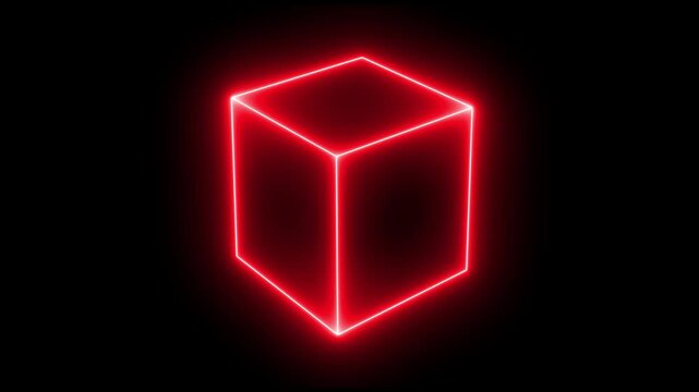 Glowing neon line pentagonal neon rectangle square cub frame icon animation. square rectangle icon. abstract neon rectangle frame icon animation. 4k
