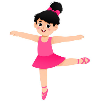 Cute little girl ballerina in pink tutu