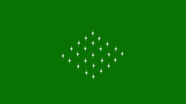Sparkling stars shine animation, falling sparkling bright stars, white doodle cartoon starshine animation overlay, twinkle star green screen background 4k video sparkle