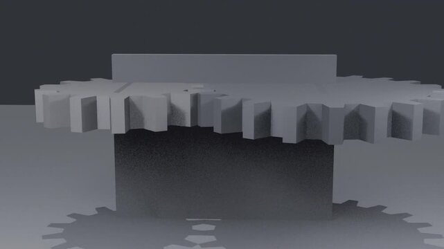 Interlocking brass gears turning in precise mechanical 3d rendered motion loop animation