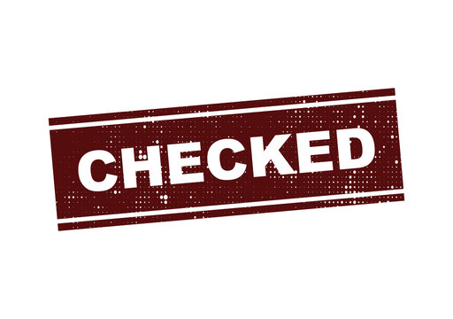 Red checked stamp with word checked isolated illustration