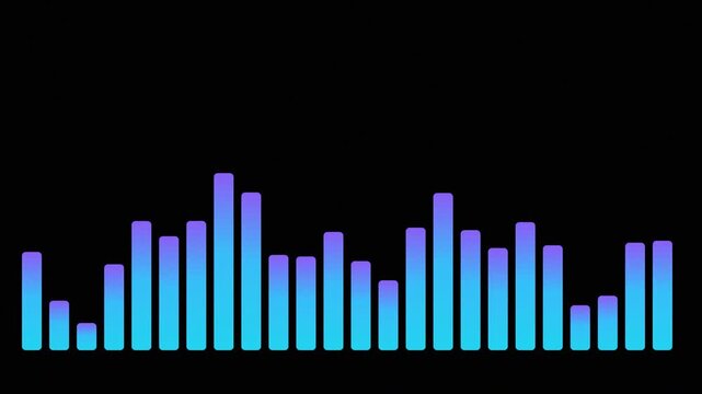 Audio equalizer bars pulsing on true black screen blend music overlay loop