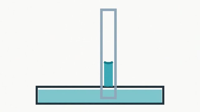 Water climbing glass tubes demonstrating capillary action physics science experiment laboratory animation