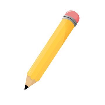 Yellow Cartoon Pencil with Pink Eraser
