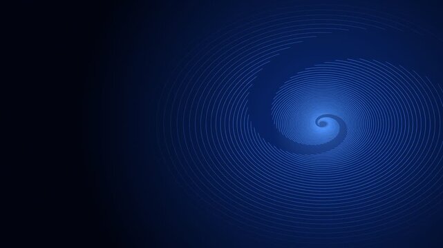 Abstract blue spiral tunnel with light at the end, digital art