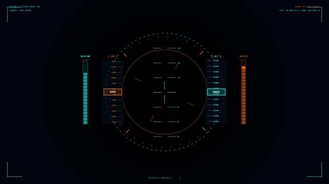 Futuristic Spaceship Cockpit Flight HUD Interface Animation