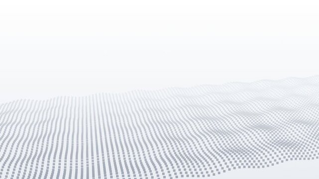 Abstract digital landscape with wavy grid pattern in monochrome tones