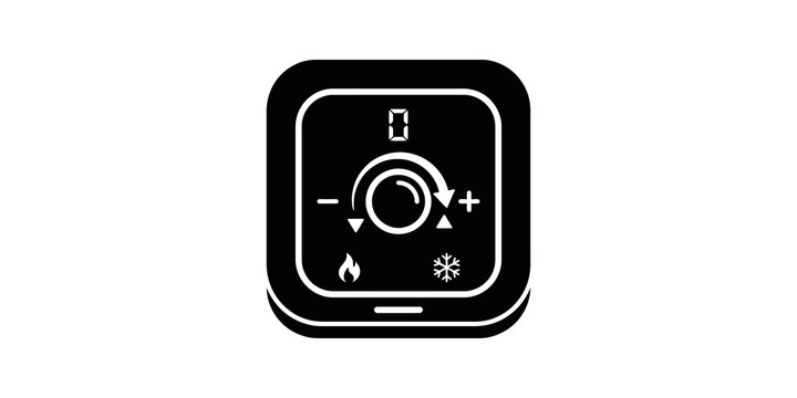 Digital smart thermostat interface with heating and cooling control panel.