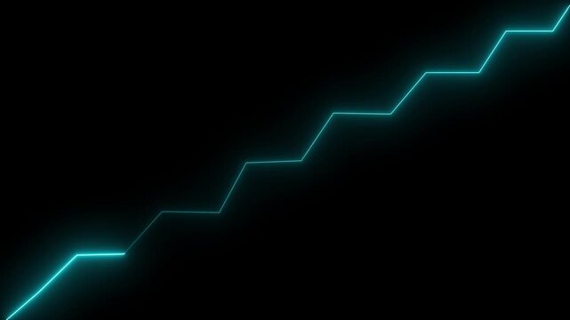 Neon business graph chart icon animation on black background. Neon business growth concept. Success concept. Profit growing icon animation. Graph, data and economic growth for population decline