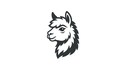 Obraz premium Stylized llama head logo, clean illustration, isolated on transparent background, vector graphic, animal icon