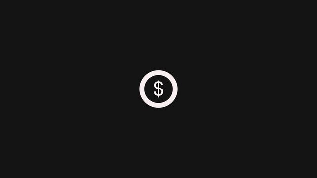 Minimal dollar currency icon inside an outlined circle on a dark background, representing money, finance, payment, price, savings, and value.