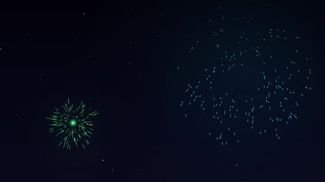 Vibrant multi-colored fireworks display exploding in night sky for celebration and festive events explosion