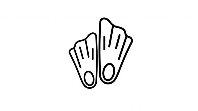 Two swimming flippers and snorkel gear symbol icon for water sports and diving equipment. Ideal for sports and outdoor graphics.
