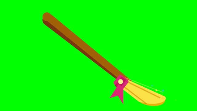 Cartoon illustration of a butter knife with a pink ribbon on a green background.