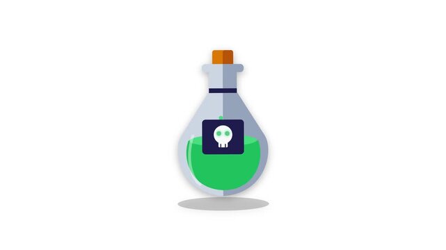Poisonous Potion Bottle with Skull Symbol Illustration.