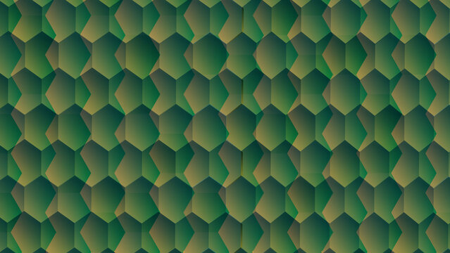 Abstract green geometric pattern with repeating hexagonal shapes