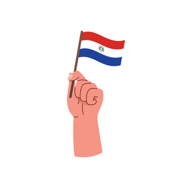 Paraguay Flag Waving in Raised Fist Symbolizing National Pride