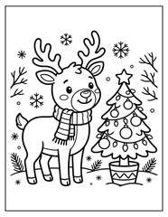 Fototapeta premium Christmas, Holiday, Festive, Activity, Characters, Winter, Adorable, Christmas Coloring Pages 