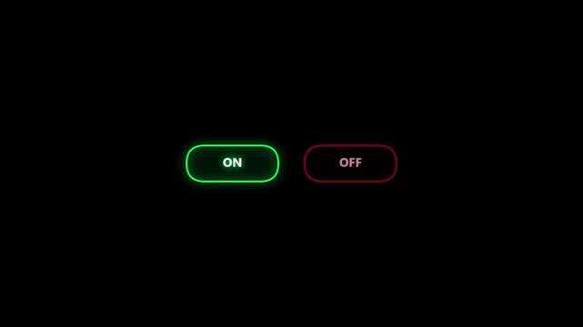 Neon glowing on off toggle switch ui animation for digital interface button