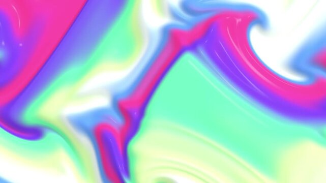 Vibrant holographic liquid gradient motion background featuring glowing neon pastel colors blending smoothly together in an abstract fluid wave animation loop for modern digital design projects