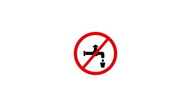 Warning sign text icon prohibited faucet drinking glass contaminated fluid danger.