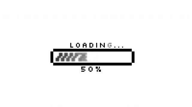 Retro pixel art loading bar 8 bit game progress status
