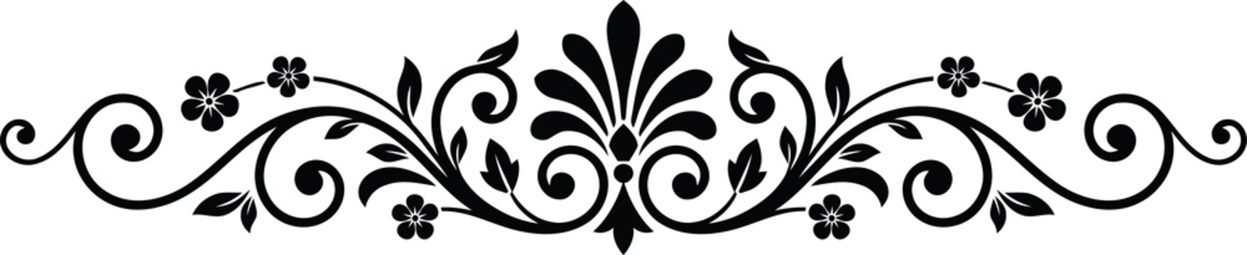 Detailed Victorian Floral Flourish Divider PNG