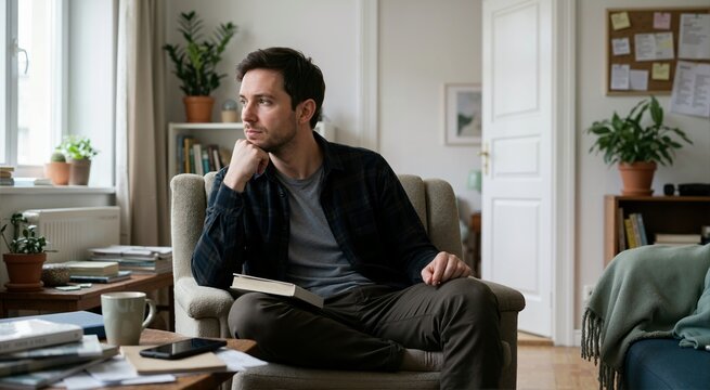Man with schizophrenia losing interest in usual leisure activities. Reduced motivation and social withdrawal