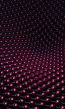 Rippling field of glossy 3D beads in wine red