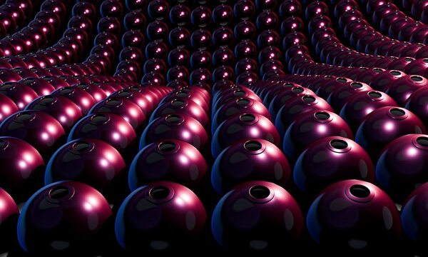 Flowing Rows of Burgundy 3D Spheres