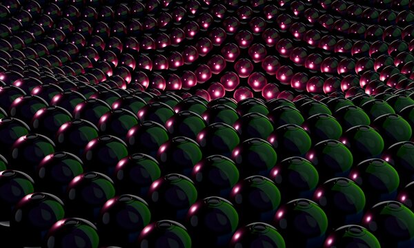 Green 3D Globes beneath Magenta Reflections