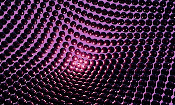 Magenta 3D bead vortex swirling on pink backdrop