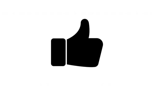 Thumbs Up Gesture Solid Animated Icon With Alpha Channel. Approval, Agreement, And Positive Feedback Silhouette Motion Graphic. Social Media Interaction And User Engagement. On Transparent Background