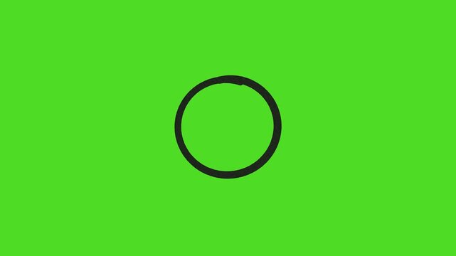 Black circle hand drawn marker animation highlighting object on green screen background
