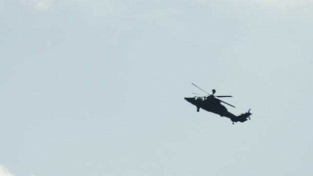 Military Eurocopter Tiger attack helicopter flying