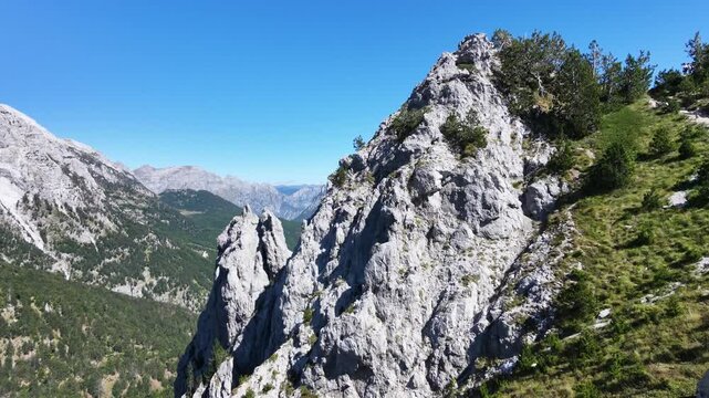 amazing Albanian Alps. Valbona trail. autumn background