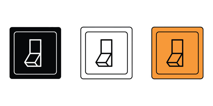 Light switch icon, silhouette vector outline and line art symbol for electrical control, home lighting, power management and interior design.