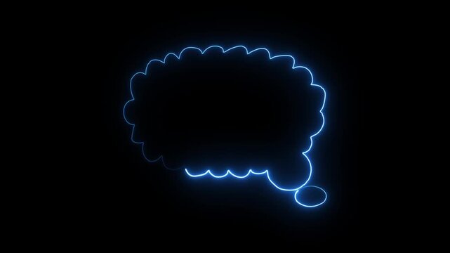Blue color neon animation chat icon, comment, question, thinking mode icon