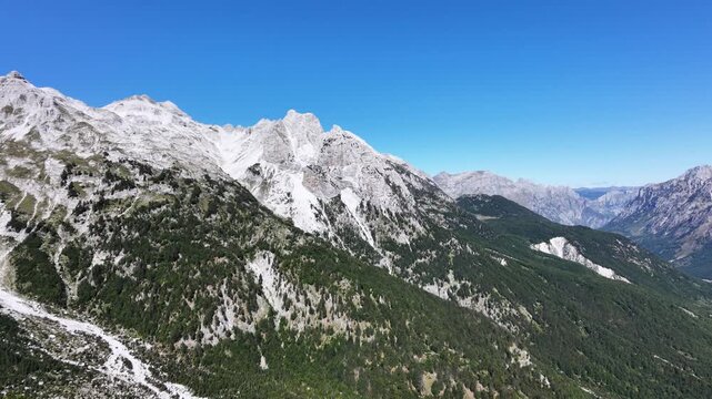 amazing Albanian Alps. Valbona trail. autumn background