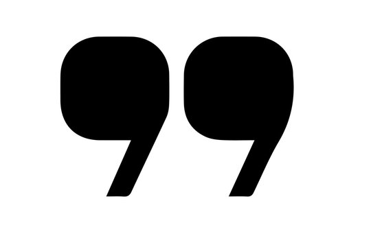 Black quotation marks icon isolated on transparent background for typography and editorial design