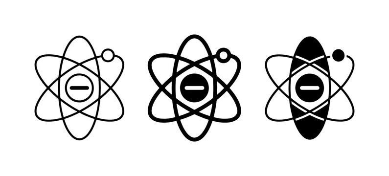 Atom icon glyph and solid for science logo